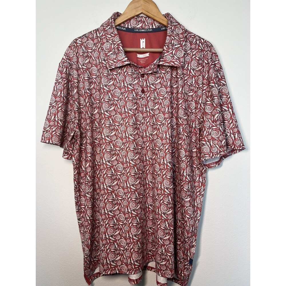 Arcis Golf Polo Shirt Men's XL Red White Pattern‎ Performance Stretch Breathable